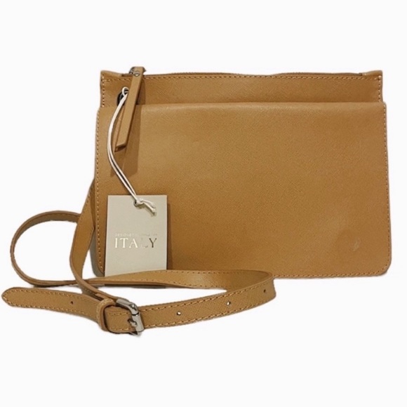 Constanza Rota Made in Italy Handbags - NWT! Constanza Rota Camel Saffiano Leather Hipster Crossbody Bag